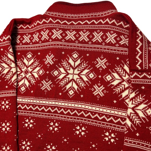 Dale of Norway US Olympic Collection Red Wool Nordic Snowflake Quarter Zip Small - Picture 15 of 16